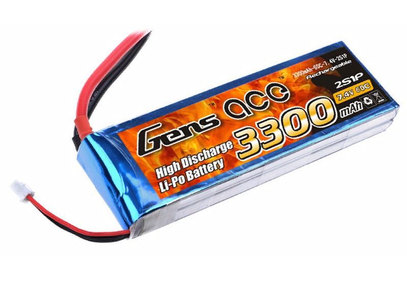  LiPo GensAce - 7.4 3300 60C (2S1,  T-Plug)